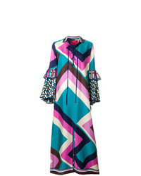 Robe longue à motif zigzag multicolore