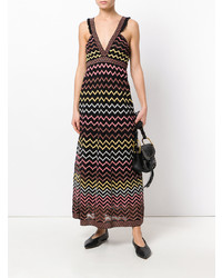 Robe longue à motif zigzag noire M Missoni