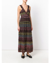 Robe longue à motif zigzag noire M Missoni