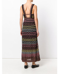 Robe longue à motif zigzag noire M Missoni