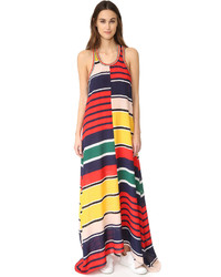 Robe longue à rayures horizontales multicolore