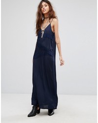 Robe longue à volants bleu marine