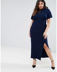 Robe longue à volants bleu marine Asos