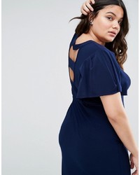 Robe longue à volants bleu marine Asos