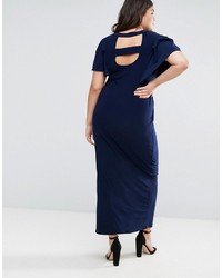 Robe longue à volants bleu marine Asos