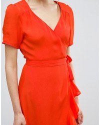 Robe longue à volants orange Asos