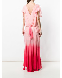 Robe longue à volants rose ATTICO