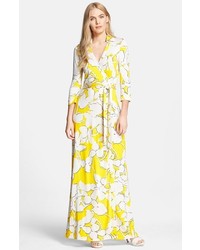 Robe longue blanc et jaune