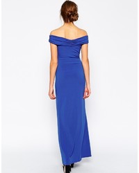 Robe longue bleue Bardot