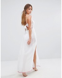 Robe longue brodée blanche Wolfwhistle