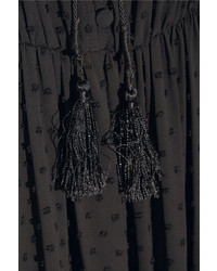 Robe longue brodée noire Saloni