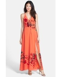 Robe longue brodée orange