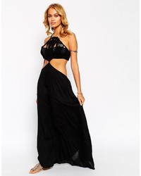 Robe longue découpée noire Asos