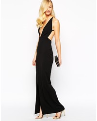 Robe longue découpée noire SOLACE London