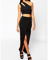 Robe longue découpée noire Asos