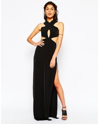 Robe longue découpée noire SOLACE London