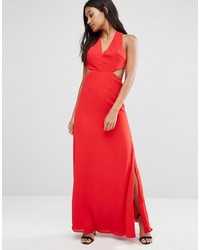 Robe longue découpée rouge