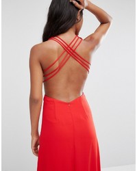 Robe longue découpée rouge