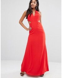 Robe longue découpée rouge