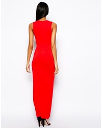 Robe longue découpée rouge Asos