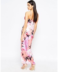 Robe longue en chiffon à fleurs rose Lipsy