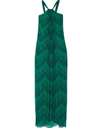 Robe longue en chiffon imprimée verte