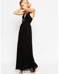 Robe longue en chiffon noire Asos