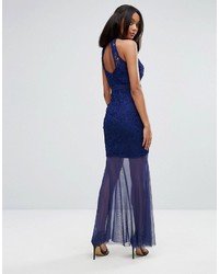 Robe longue en crochet bleu marine Lipsy