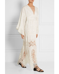 Robe longue en crochet brodée blanche Anna Sui