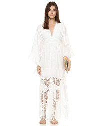 Robe longue en dentelle blanche Anna Sui