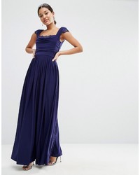 Robe longue en dentelle bleu marine Asos