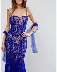 Robe longue en dentelle bleue Forever Unique