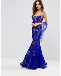 Robe longue en dentelle bleue Forever Unique