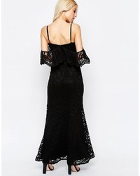 Robe longue en dentelle noire Jarlo