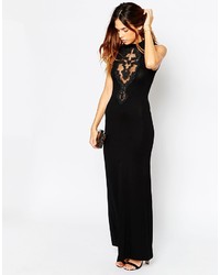 Robe longue en dentelle noire Asos