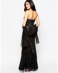 Robe longue en dentelle noire Forever Unique