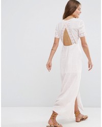 Robe longue en dentelle rose Asos