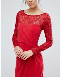 Robe longue en dentelle rouge Coast