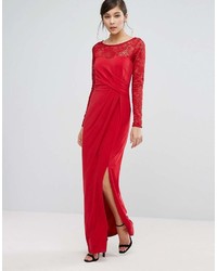 Robe longue en dentelle rouge Coast