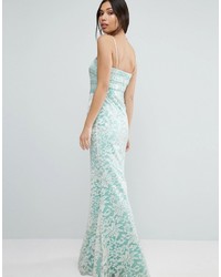 Robe longue en dentelle vert menthe Forever Unique