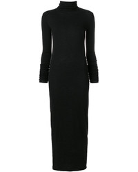 Robe longue en laine en tricot noire