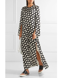 Robe longue en satin á pois noire Calvin Klein Collection