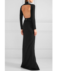 Robe longue en satin découpée noire SOLACE London