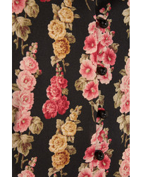 Robe longue en soie à fleurs noire Vilshenko