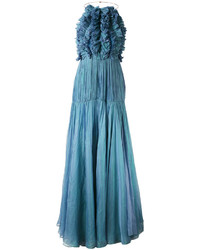 Robe longue en soie bleu clair Maria Lucia Hohan