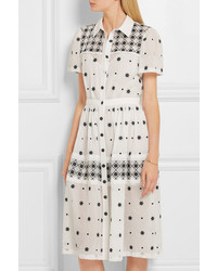 Robe longue en soie brodée blanche Temperley London