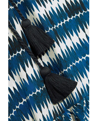 Robe longue en soie imprimée bleu marine Figue