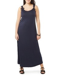 Robe longue en tricot bleu marine