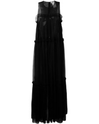 Robe longue en tulle noire MSGM