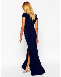 Robe longue fendue bleu marine Love